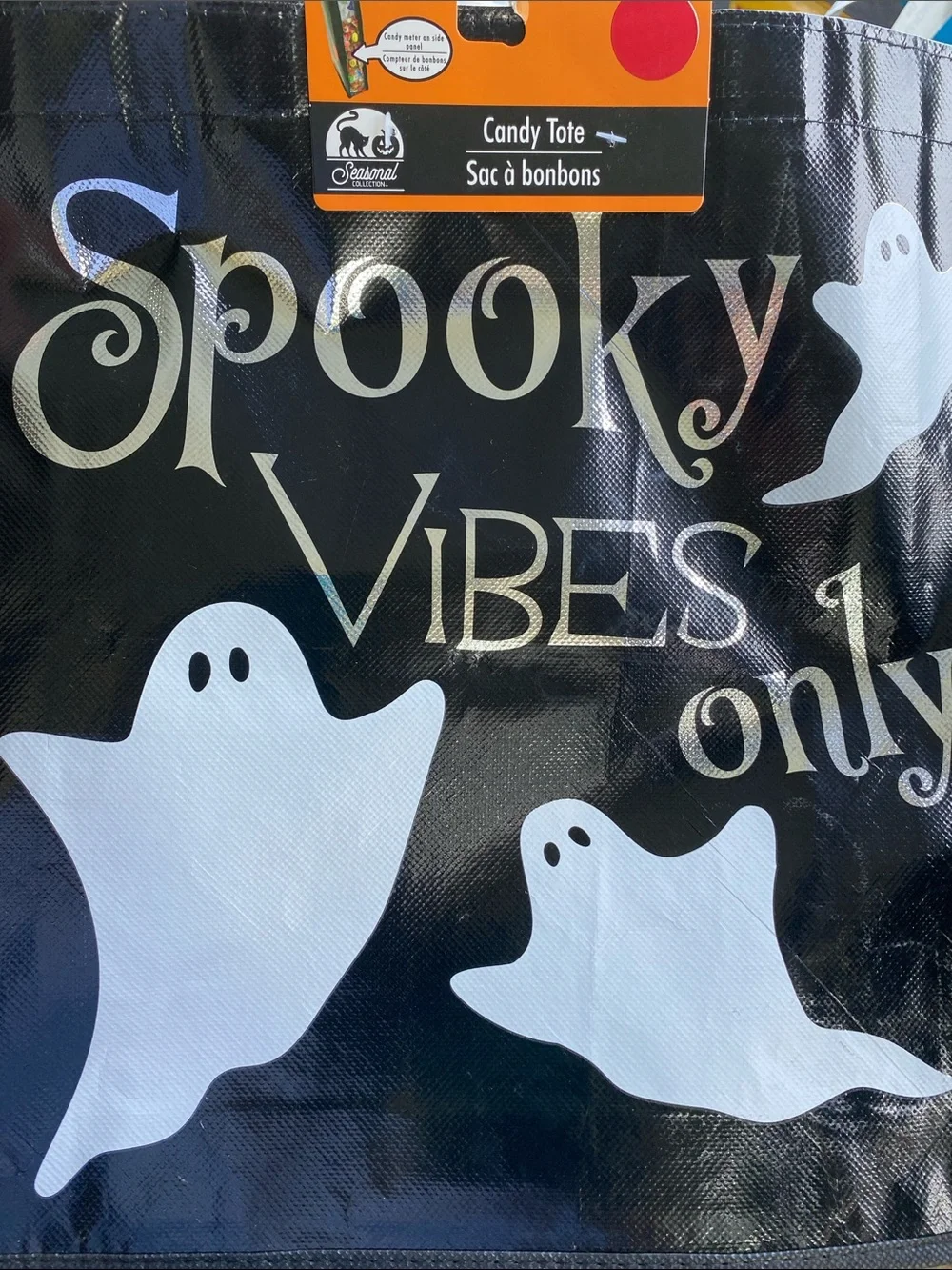 Spooky Vibes Candy Tote - Black & White Halloween Bag